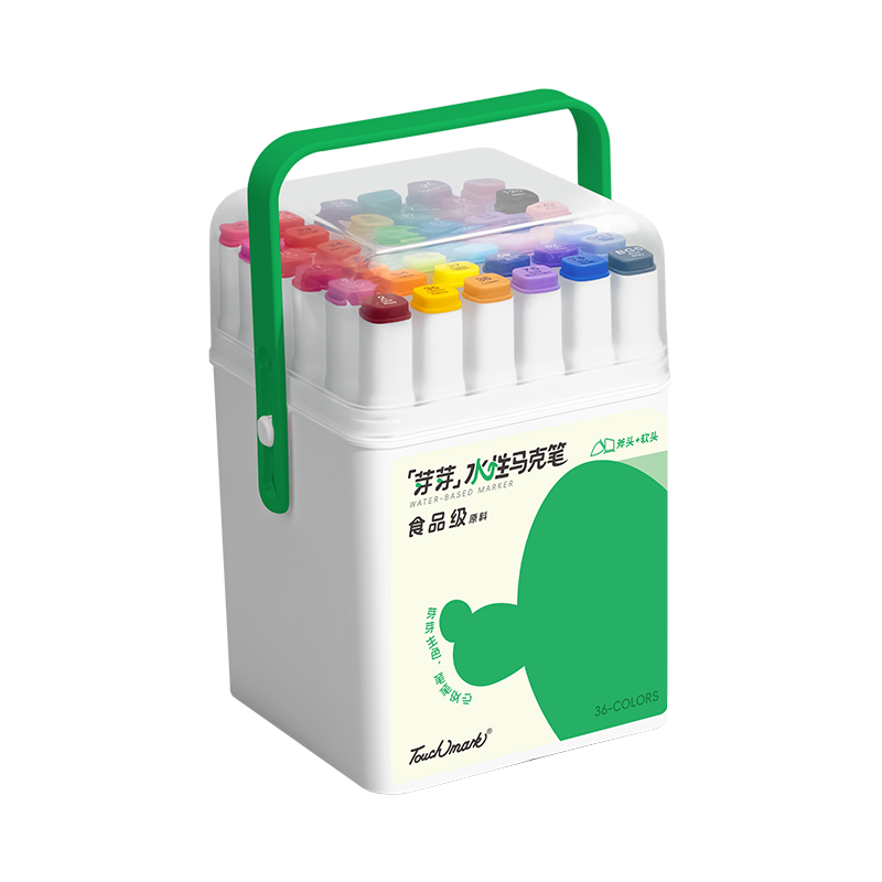 Touch Mark Taichi Food-Grade Soft Tip Water-Based Marker 36 Colors Double-Ended Washable Watercolor Pen Fluorescent Marker for Kids Doodling Art Drawing Children's Day Birthday Gift