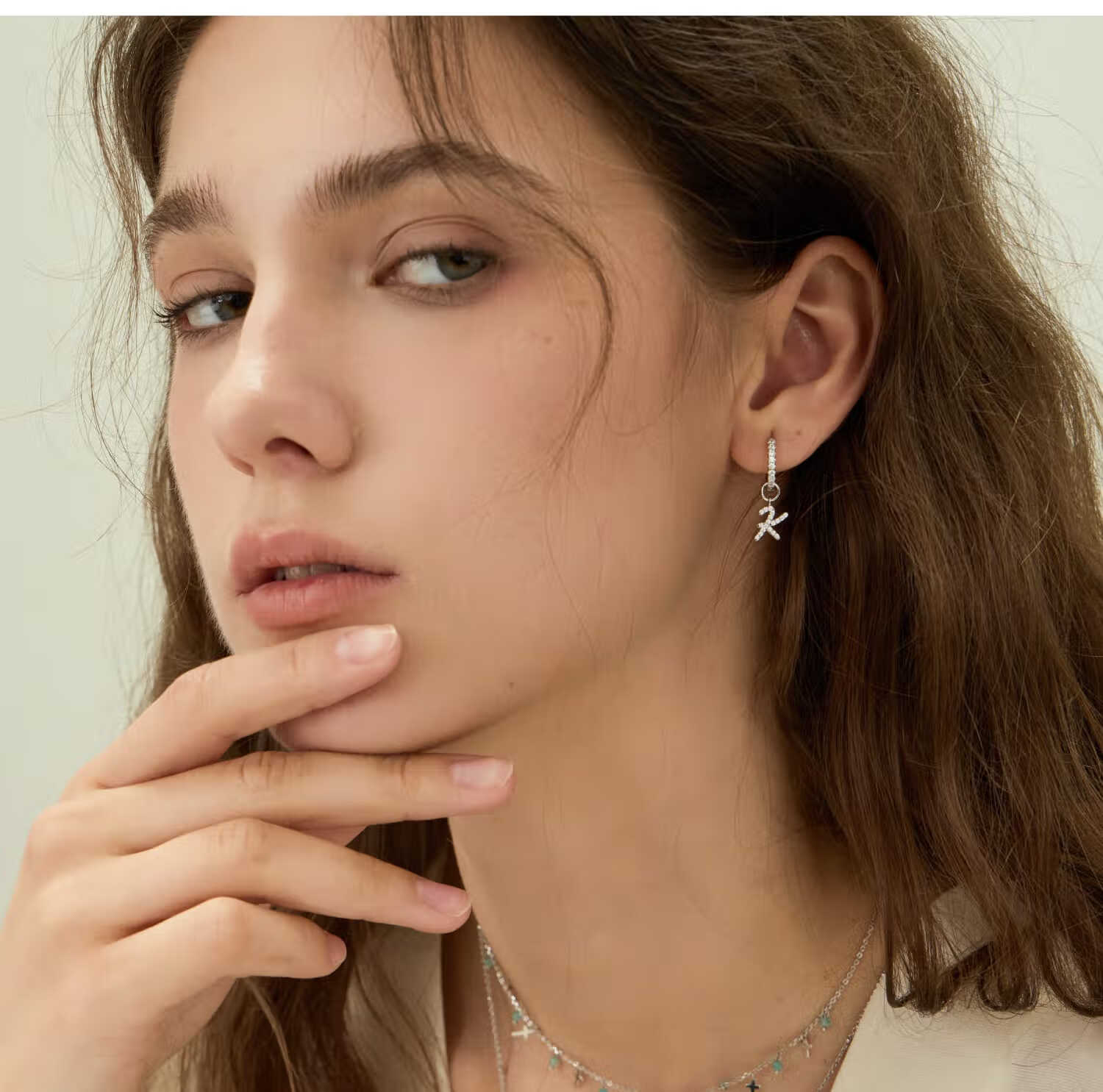 Arsis Silver Art Letter Stud Earrings for Women, Fashionable Versatile Birthday Gift for Girlfriend, Art Letter Stud Earrings (K) 3