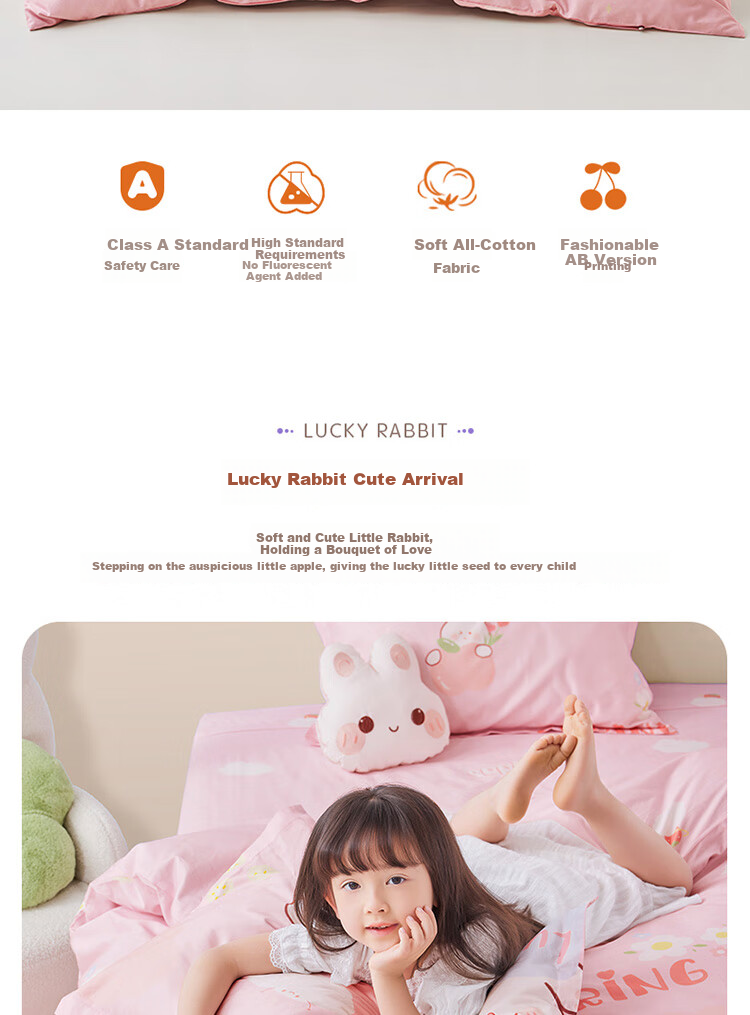 Luolaikids Three-Piece Set, Maternity A-Class Pure Cotton Dormitory Single Bed Fitted Sheet, Pure Cotton Duvet Cover And Pillowcase, Suitable for 1.2-Meter Bed 2