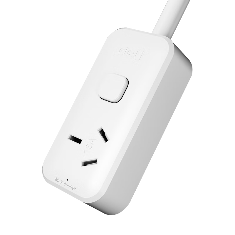 Deli 16A High-Power Socket, 4kW Air Conditioner Socket/power Strip/extension Cord/power Bar/outlet Strip, Single Hole with Master Switch, 1.8 Meters (With 16A Converter) LX221S