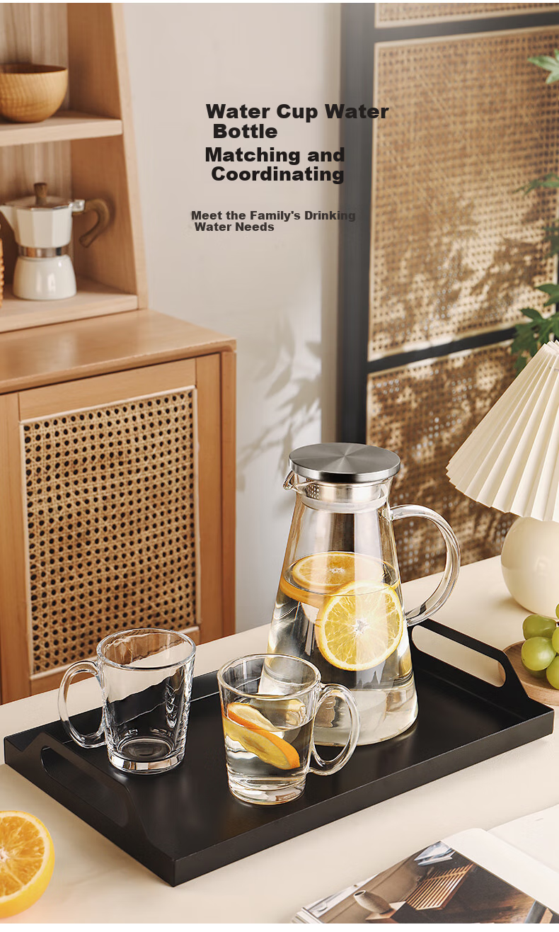 CRISTALGLASS High Temperature Resistant Glass Cup Home Set with Handle Tea and Water Drinking Cups Stylish Drinkware Set 6