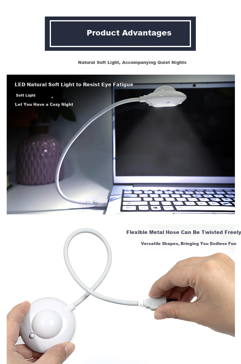Beifang USB Laptop Desk Lamp White LED Portable Light Enhanced Version Outdoor Night Light Mobile Power Bank Energy-Saving Lamp Computer Keyboard Lighting Eye Protection Switch Touch 2143 6