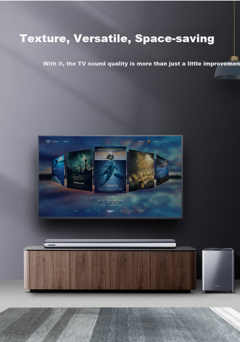 SANSUI DV-92A Soundbar Speaker, Home Theater System, Bluetooth Smart Speaker, Bar-Shaped Speaker, Wall-Mounted Speaker, Independent Subwoofer 5