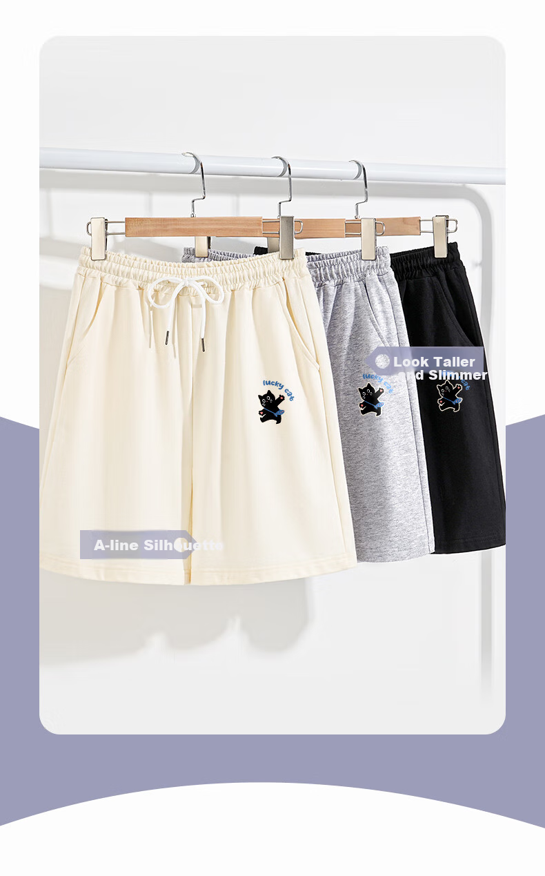 Jeanswest Casual Shorts for Women, 2026 Summer New Pure Cotton Ultra-Slimming Sports Versatile A-Line Casual Knee-Length Shorts 3