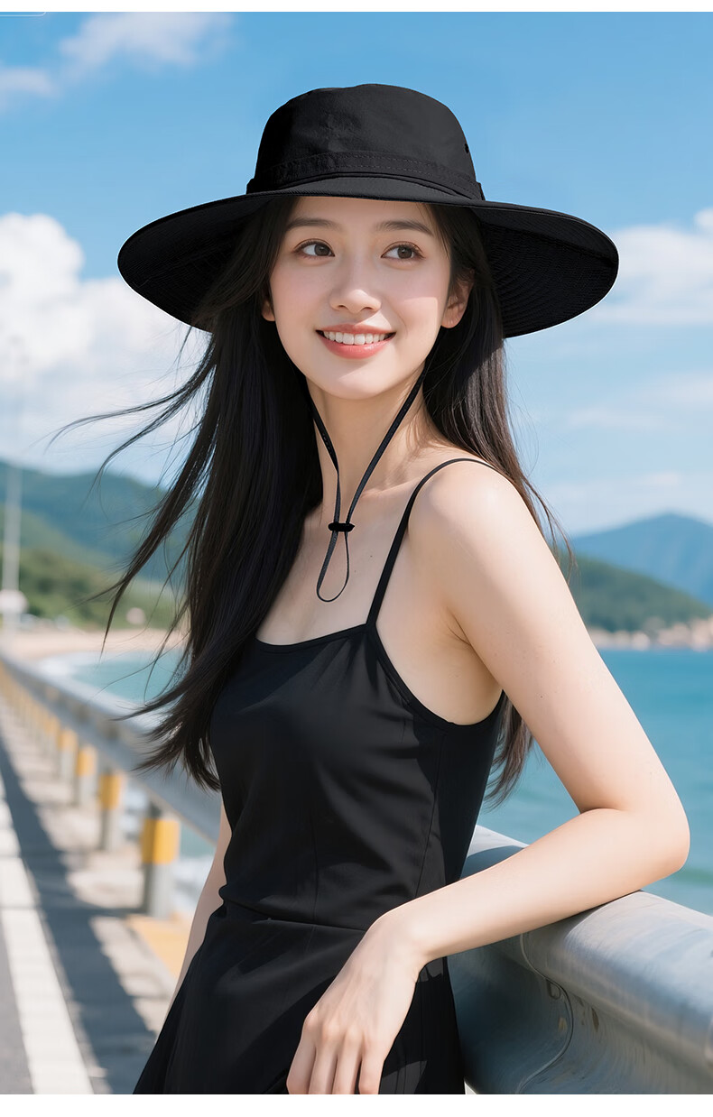 GOLOVEJOY Fisherman Hat Outdoor Mountaineering Hat Women's Sun Hat Men's Large Brim Large Head Circumference Sun Protection Hiking Light Gray M 12