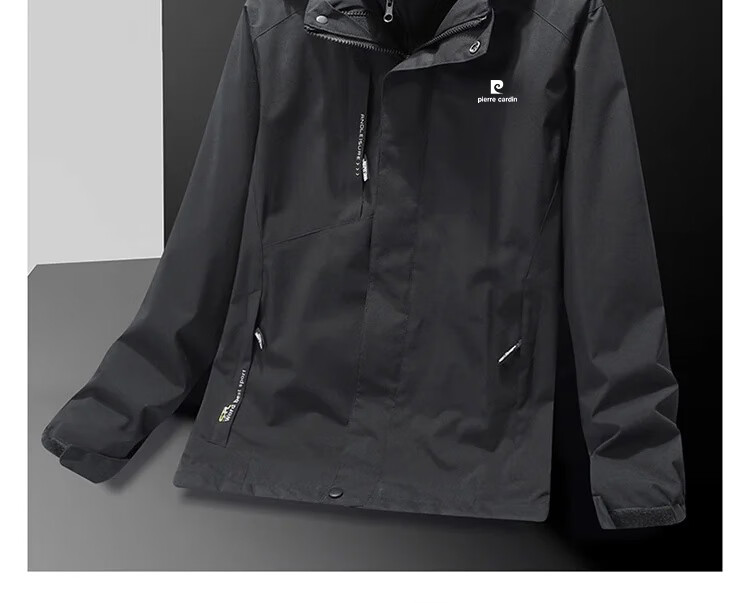 Pierre Cardin Men's Autumn Winter Casual 3-in-1 Windproof Outdoor Mountaineering Jacket Black 3XL 10