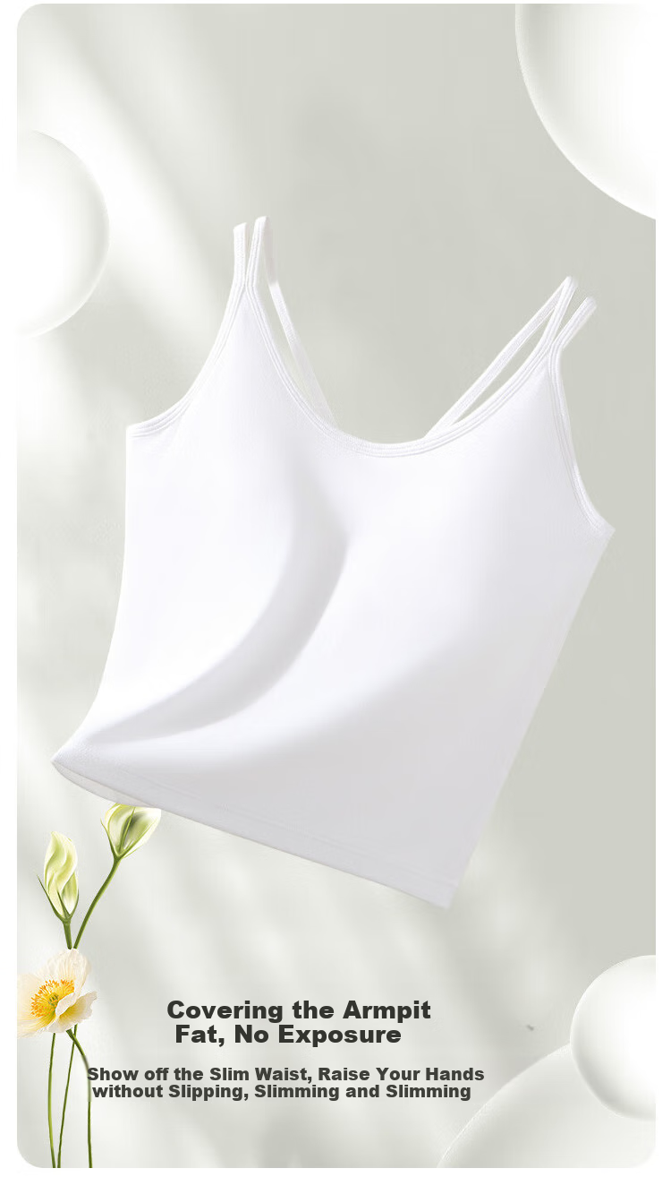 MiiOW Women's Camisole Tank Top, Inner And Outer Wear, Beautiful Back Bra, Integrated with Chest Pads, Sleeveless Undershirt, Gray, M 6