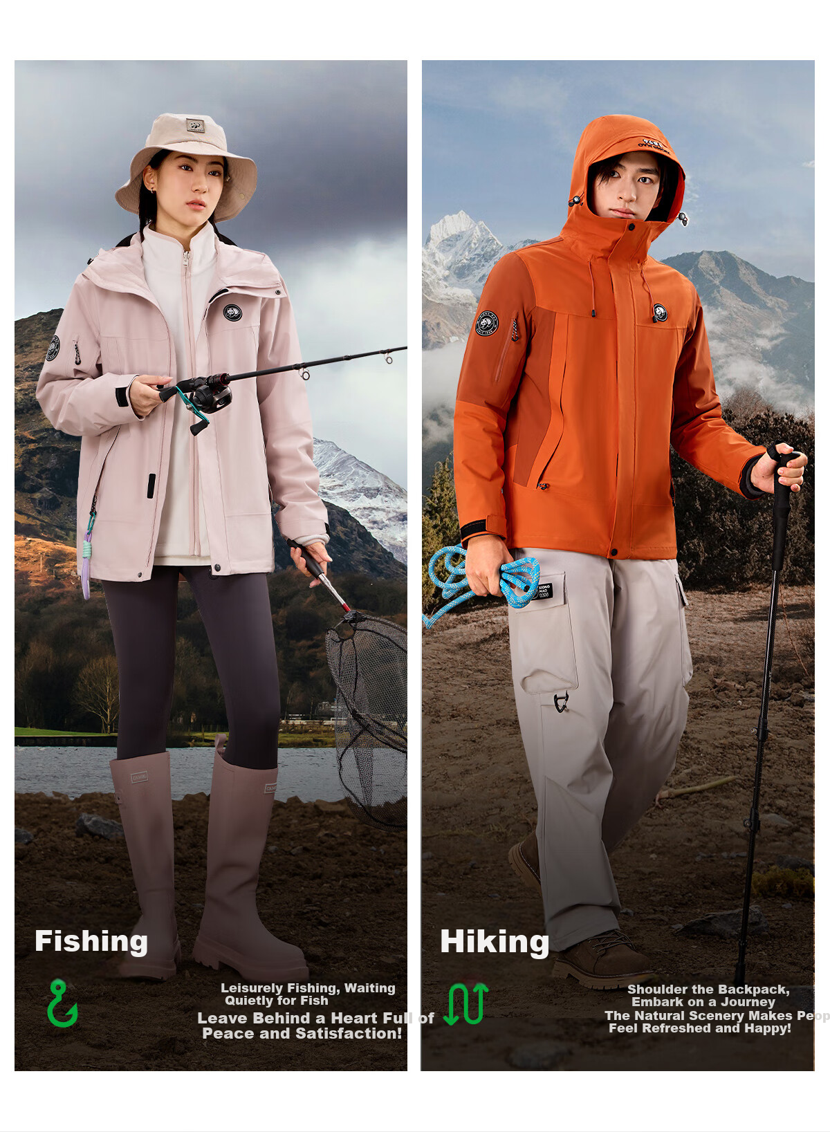 Xiongmao Zhang Yuxi Same Style Outdoor Three-In Jacket for Men And Women, Triple Protection Color-Block Hiking Coat, Gray/black, 2XL 9