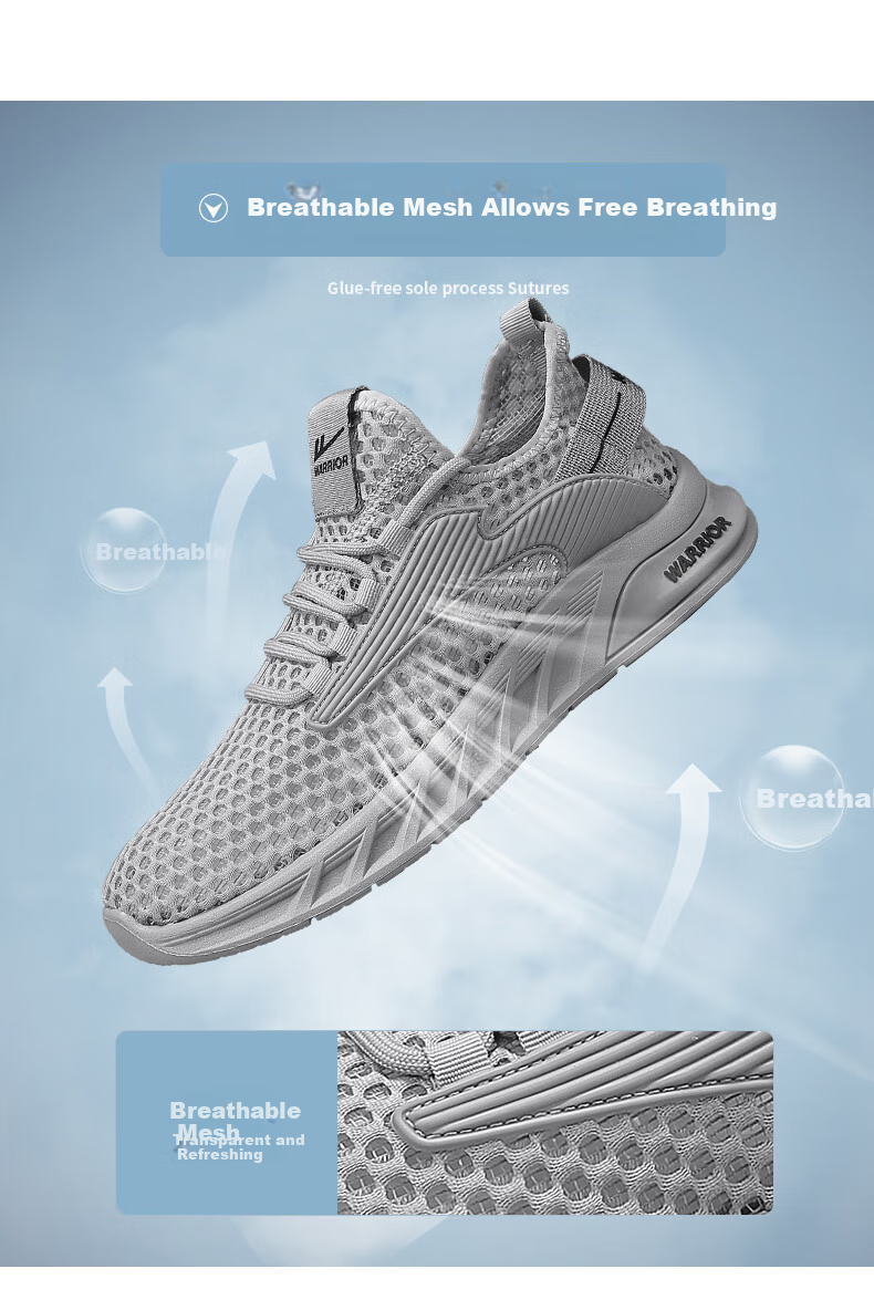 Huili Men's Mesh Sneakers, 2026 Summer New Style, Versatile Lightweight Breathable Casual Shoes for Men, Gray, Size 39 6