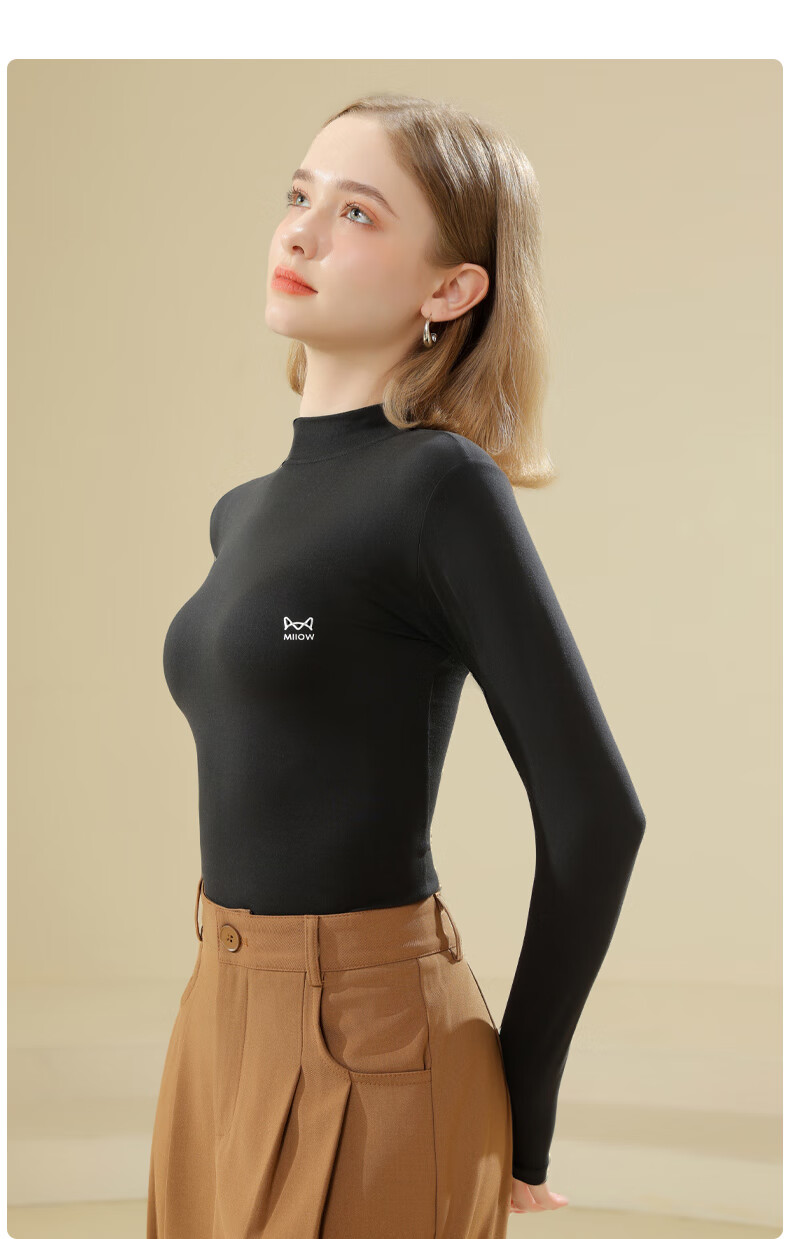 MiiOW Women's Autumn Winter Turtleneck Slim Fit Thermal Long Sleeve Black Base Layer 2025 New Arrival 8
