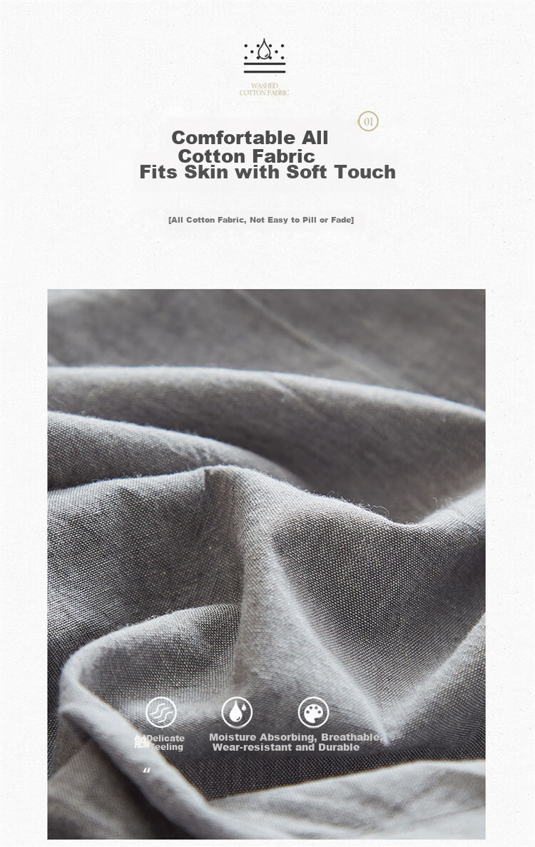 Wuyinliangpin Class A Pure Cotton Quilted Fitted Sheet, Single Piece Cotton Mattress Protector Cover, All-Inclusive Dustproof Cover, 150x200cm 5