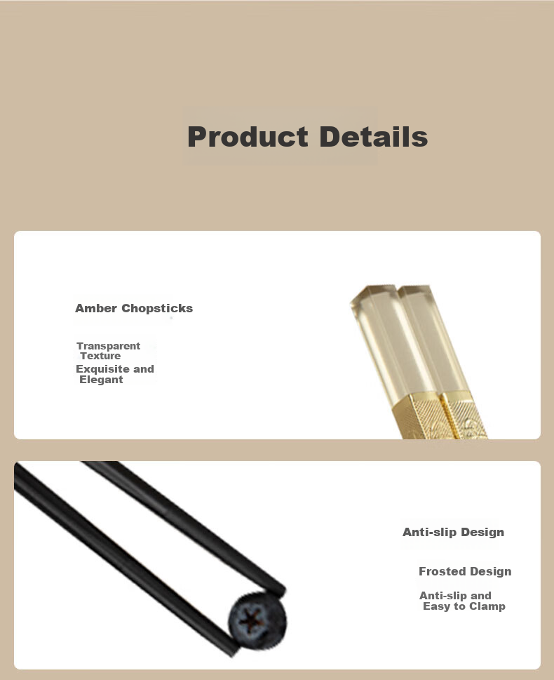 Shihua Amber Gold Alloy Chopsticks, Set of 10 Pairs, Household Use, Mold-Resistant, Heat-Resistant Chopsticks, High-End Hotel Tableware Set 5