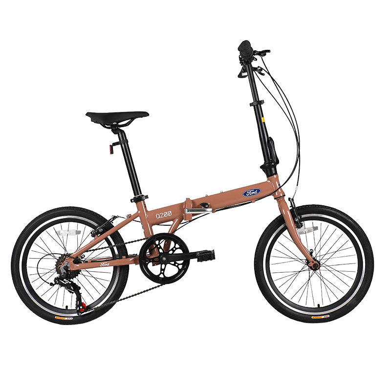 Ford Folding Bicycle Adult Student Unisex 20-inch 7-Speed Aluminum Alloy Commuter Bike Q200 Brown