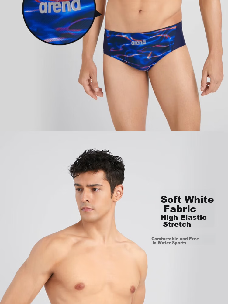 Arena Men's Swim Trunks, Dynamic And Cool Pattern, High-Elastic Comfortable Triangle Underwear Swimming Trunks AS5SWZ35M Blue M 3