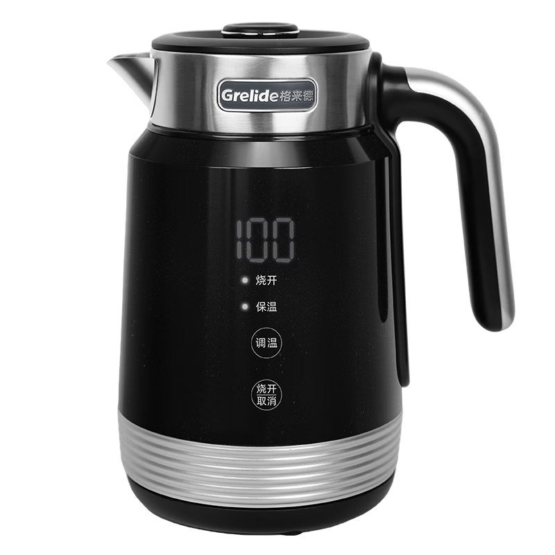 Grelide 316L Stainless Steel Electric Kettle 1.7L Temperature Control Insulated Smart Multi-Temperature Electric Water Kettle D3018E - Black