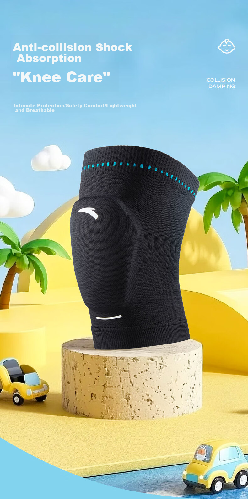 ANTA Children's Knee Pads, Sports Protection, Patella Injury Prevention, Knee Meniscus Guard, Warmth, Basketball, Running, Soccer, Black, Size L 1