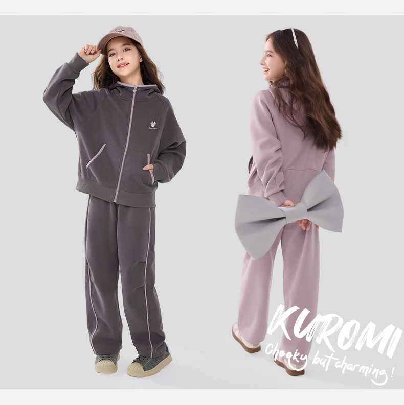 Disney Girls Casual Set Autumn New Children's Hoodie Youth Sweatpants ET026 Wind Violet 170 2