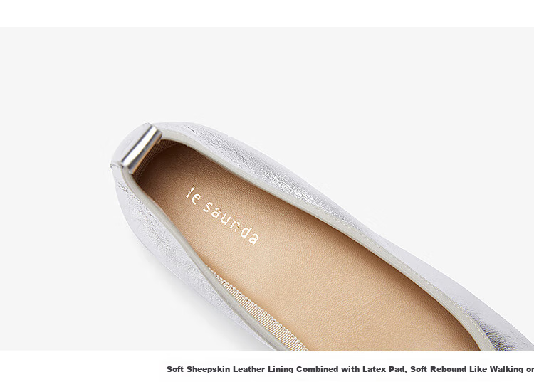 Le Saunda Elegant Bow Square Toe Shallow Low Heel Slip-On Women's Flats 6M01701 Moonlight Silver SVL 36 5