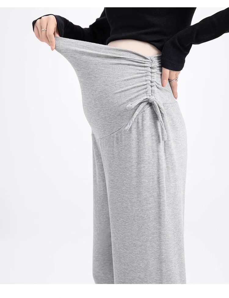 JOYNCLEON Maternity Summer Cotton Wide-Leg Pants Black M Jyk200502 25