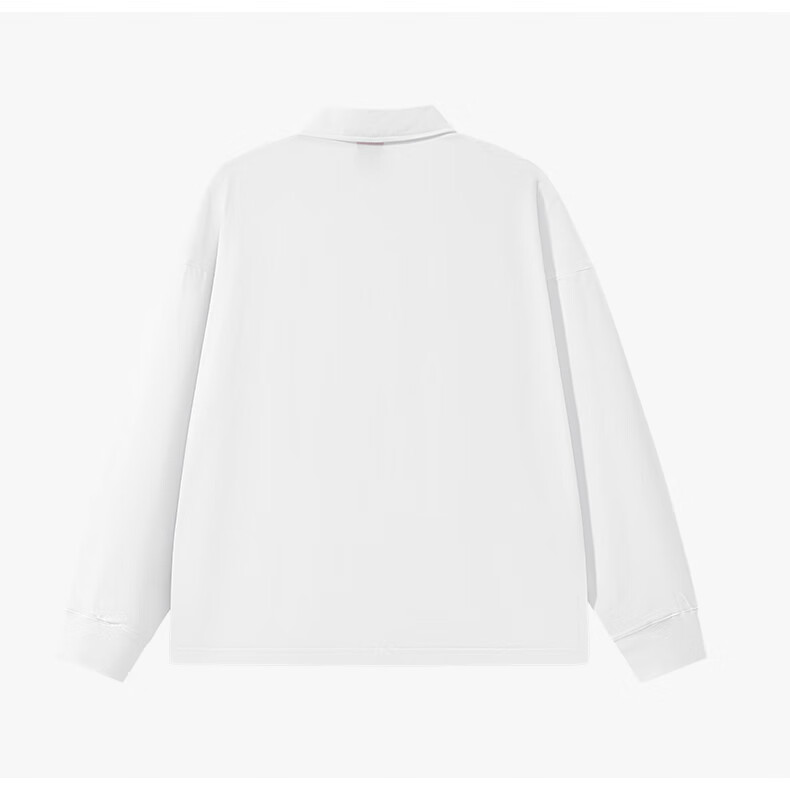 Charles Peach Heart Simple Collar Polo Sweatshirt Unisex Couple Small Heart Chest Autumn Long Sleeve Off-White S 12