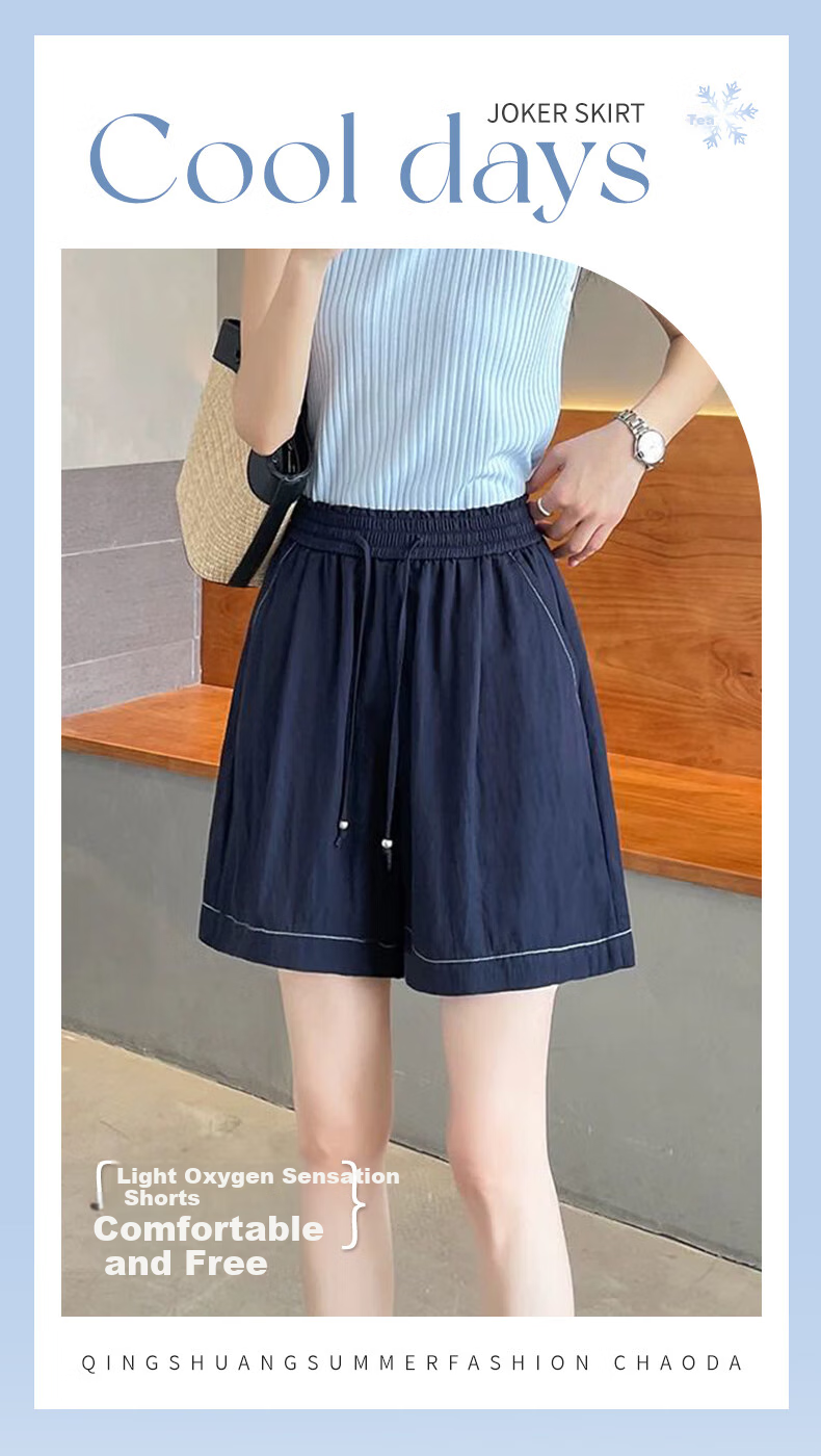 XUEXIMAN Tencel Denim Shorts for Women, 2025 Summer New Thin High-Waist A-Line Slimming Knee-Length Shorts 1