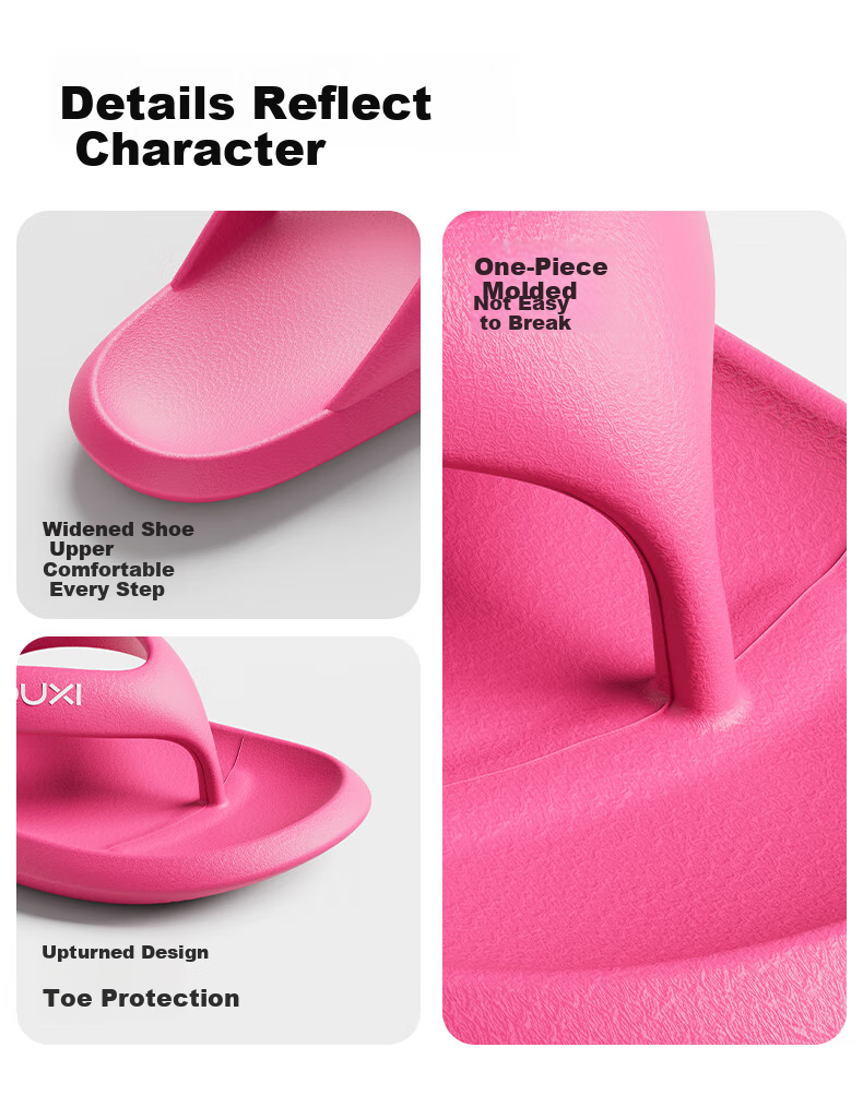 Puxi 2025 Summer Women's Flip Flops Casual Home and Outdoor Slippers for Men Raspberry Color Size 36-37 15