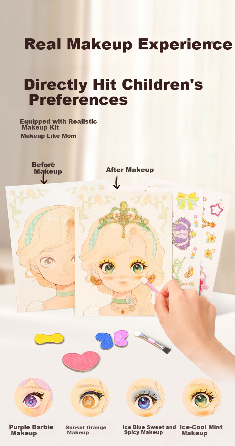 Meiletongnian Princess Diamond Makeup Bag Quiet Book, Handcraft Toy for Girls Aged 4-8, Children's Birthday Gift Box 2