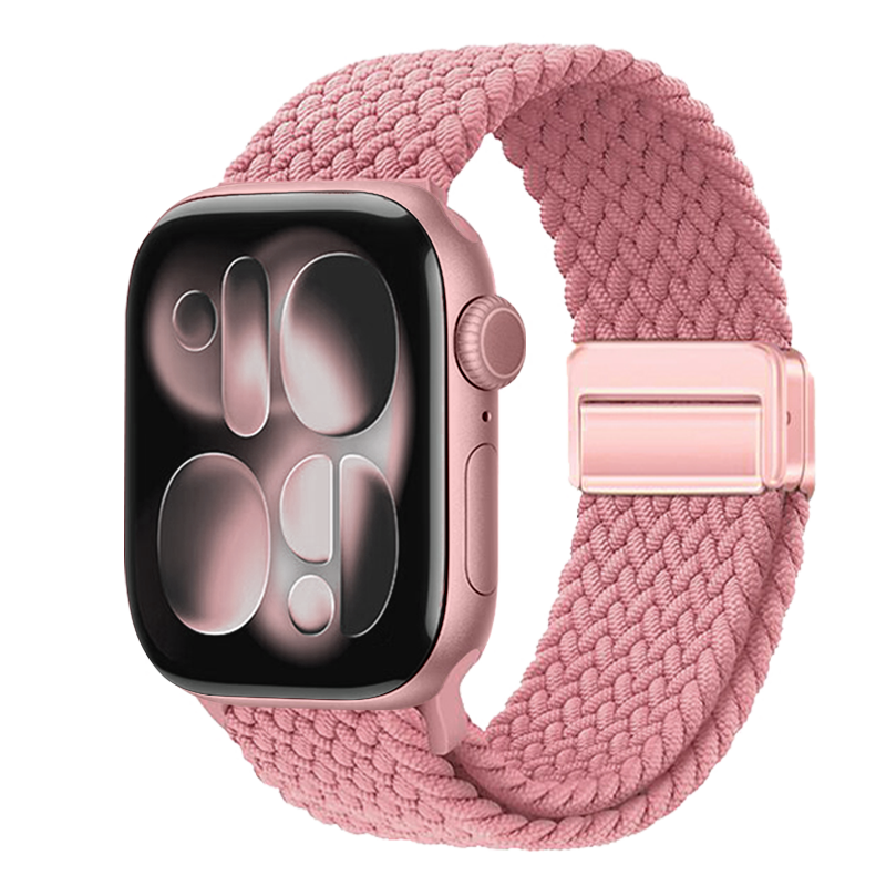 MSSM Compatible Apple Watch Band for Apple IWatch S12/11/10/9/Se3/Ultra4, Nylon Braided Loop Strap with Magnetic Clasp [Elegant Pink] 38-42