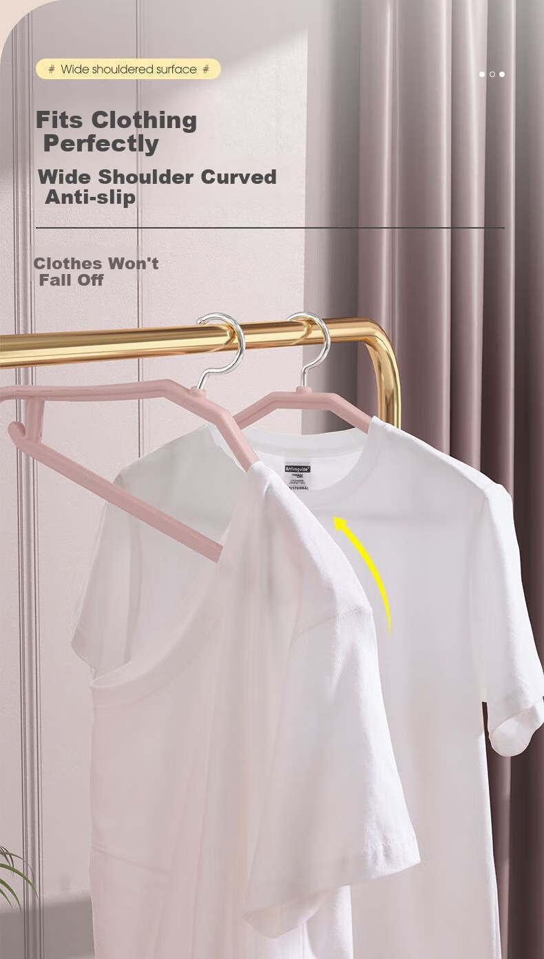 MENGTING Clothes Hangers, Non-Slip Wide Shoulder, Seamless Thickened Core, Drying And Protective Hanger, Pink, 5 Pieces 4