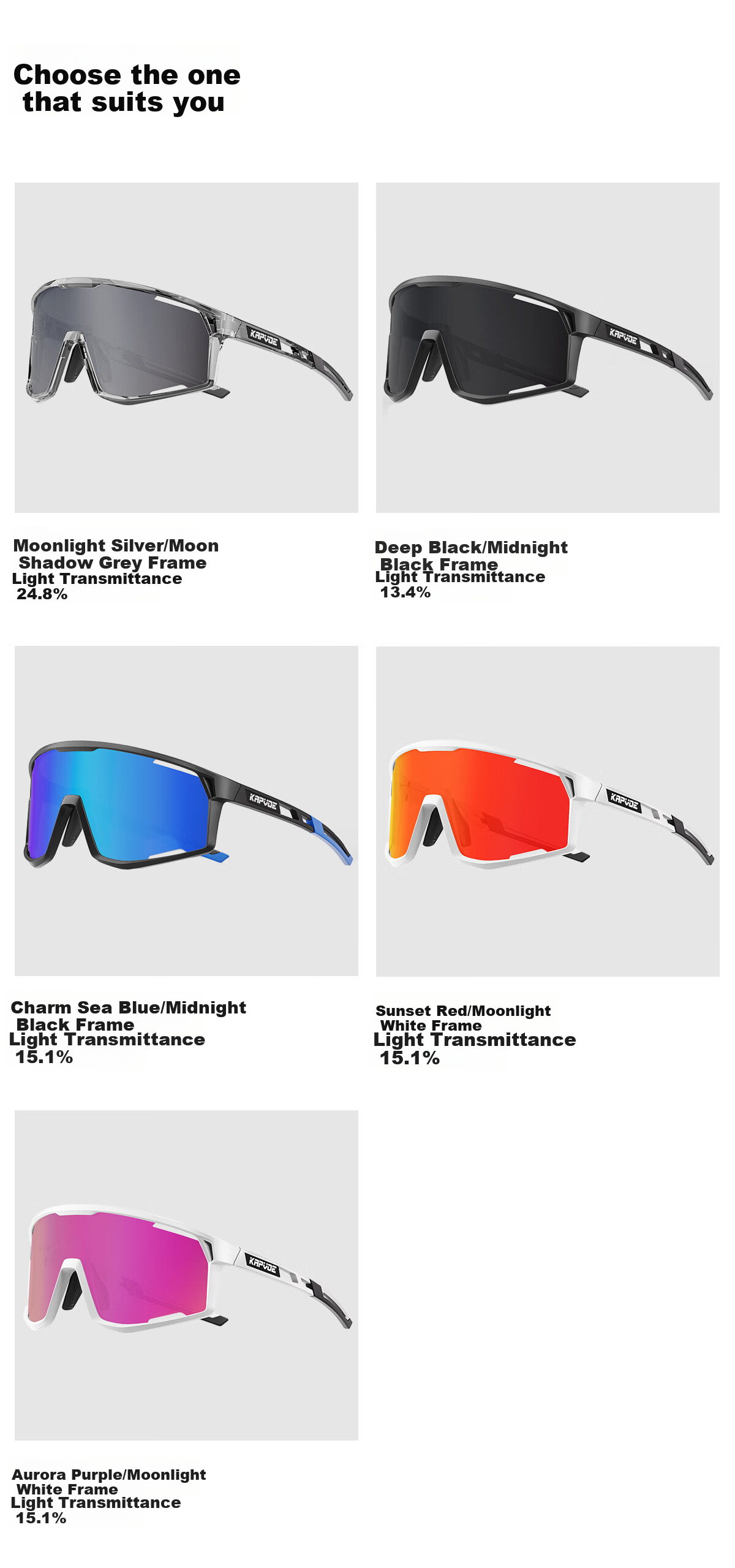 KAPVOE Zhu Mu Colorful Hiking Goggles, Outdoor Trekking Windproof Glasses, Snow Mountain Polarized Sunglasses, Unisex 17