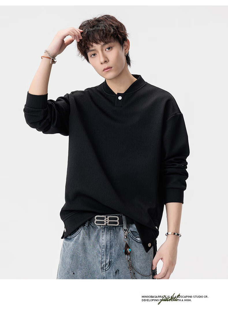 MMOPTOP Japanese Style Vintage Henry Collar Sweatshirt Autumn Winter Men's Warm Casual Sweatshirt MWY28 Coffee XL 6