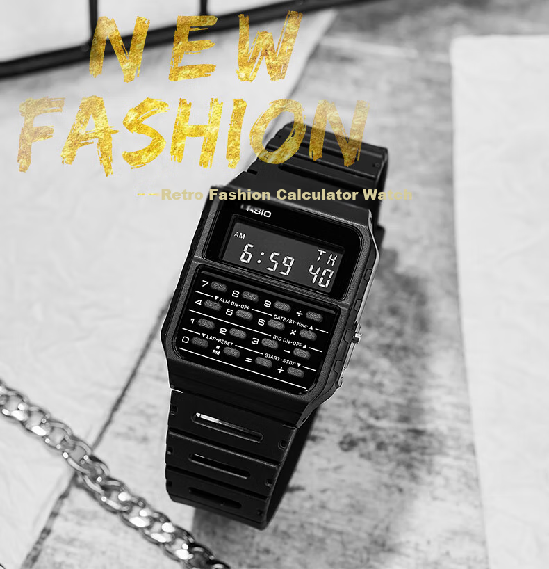 Casio Watch for Men, Retro Small Square Dial, Calculator, Student Electronic Watch, CA-53WF 1