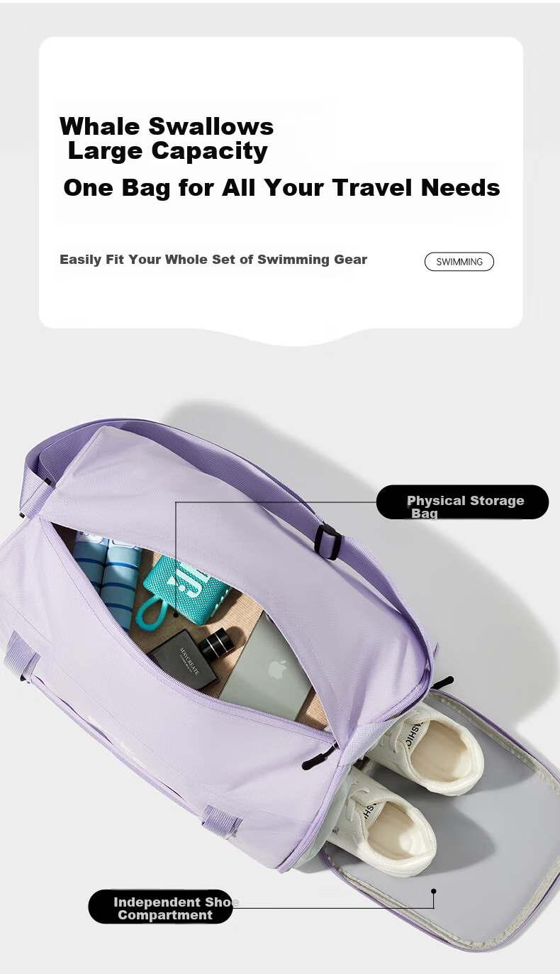 ERKE Swim Bag with Dry And Wet Separation, Shoe Compartment, Travel Bag for Women, Sports Fitness Bag, Specialized Swimming Storage Bag 3