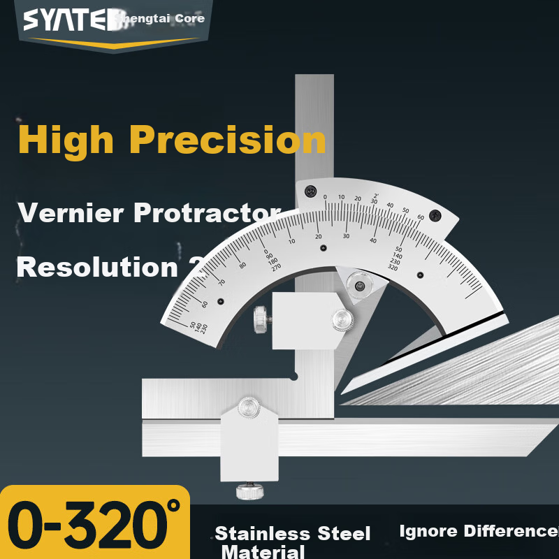 SYNTEK Universal Angle Stainless Steel Measuring Ruler 0-320° Angle Gauge Protractor