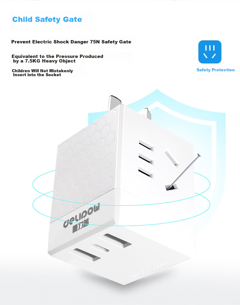 Delipow Power Strip, One-To Multifunctional Socket, USB Charger/wireless Socket Adapter/travel Converter Plug, 1-To Adapter [White] 8