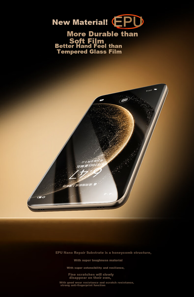Pisen Full Adhesive Screen Protector for Huawei Mate 70 Pro/Mate 70 Pro+/RS, Hydrogel Film with No Black Edge, High Definition, Smooth, Anti-Fingerprint, Dust-Free Installation, Quick Application, Single Piece 5