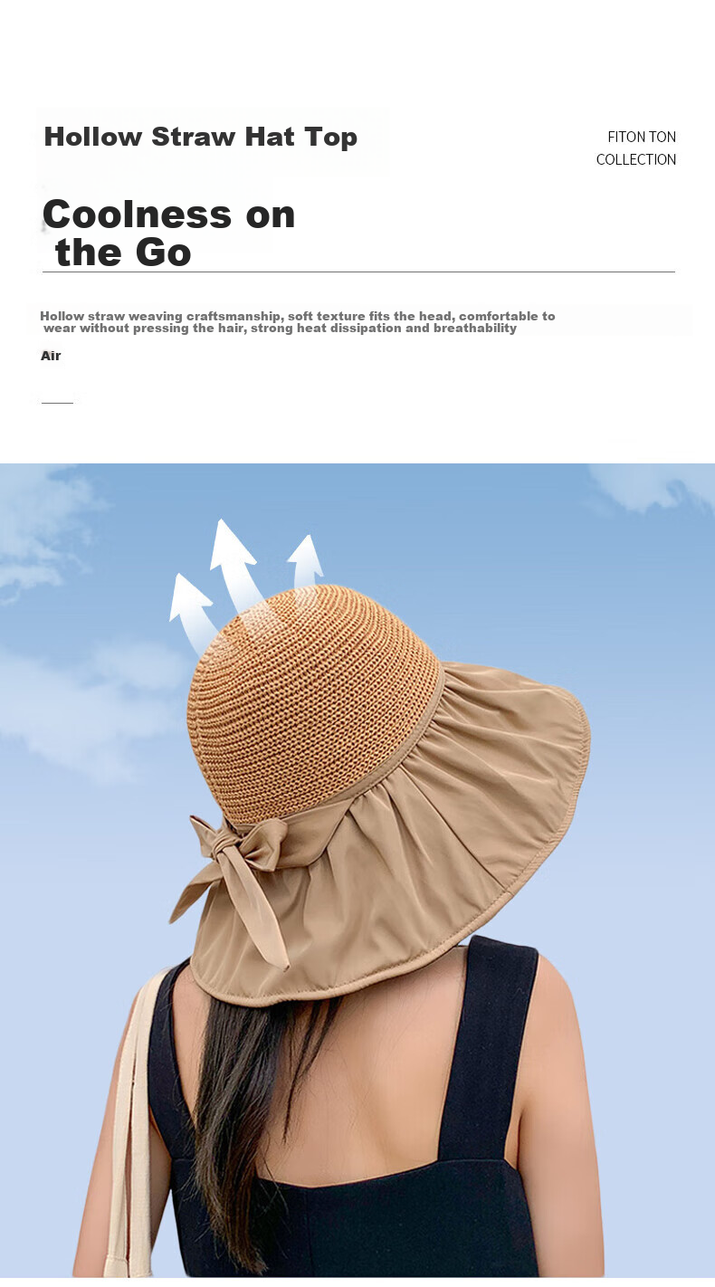 LangSha Sun Protection Hat for Women, Summer UV-Resistant Black Gel Wide Brim Sun Hat, Full Face Coverage Fisherman Hat, Beige 5