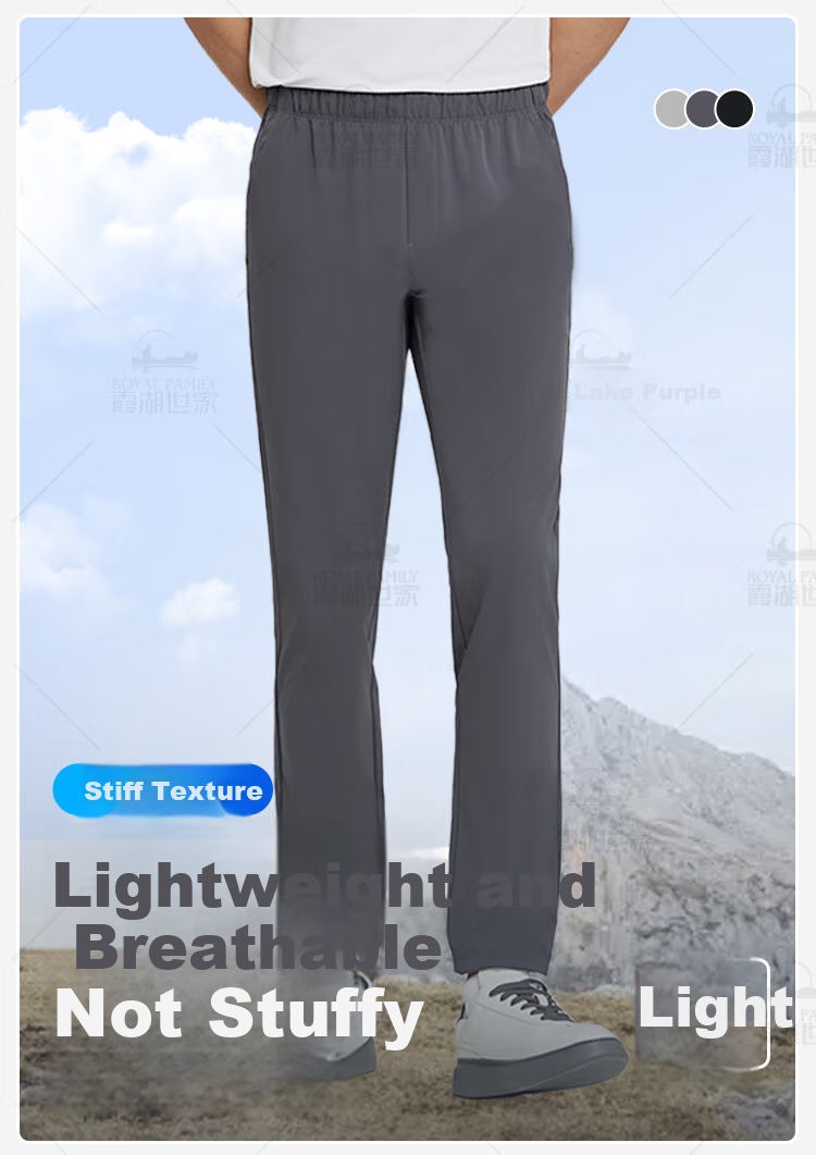 Xiahushijia Straight-Leg Pants for Men, Lightweight, Elastic, Breathable, Casual Trousers, 199A/C Black Long Pants, Size 31 2