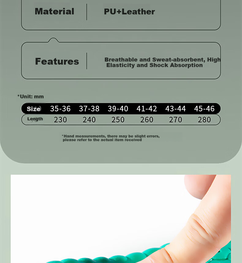 RENBEN Men's Leather Insoles, Breathable Comfortable Shock-Absorbing Long-Standing Women's 4111 Leather Insoles, Size 35-36 15