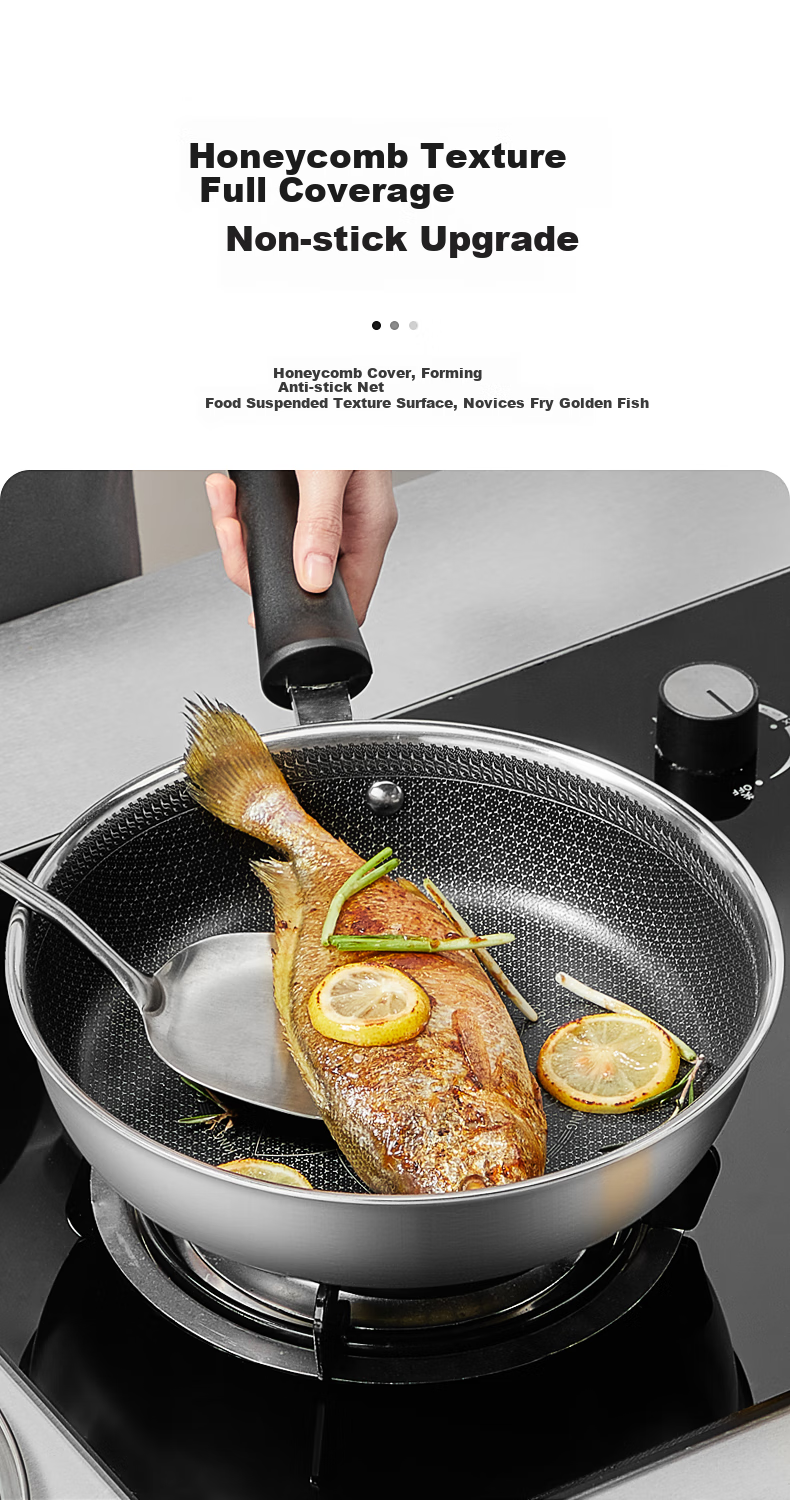 COOKER KING 316 Stainless Steel Flat Bottom Frying Pan 26cm Non-Stick Pan Compatible with Induction Cookers Stir-Frying Pan Steak Pa 7