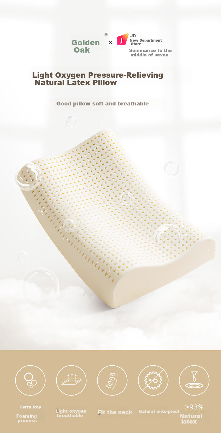 Jinxiangshu Tralai Latex Pillow, Thai Natural Imported Cervical Adult Rubber Sleeping Pillow, One Pair 1