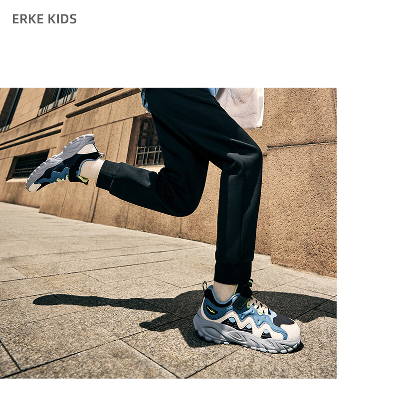 ERKE Children's Shoes Boys' Sports Shoes for Older Kids Velcro Casual Shoes Universe Blue/Micro-Crystal White/Force Blue Size 35 13