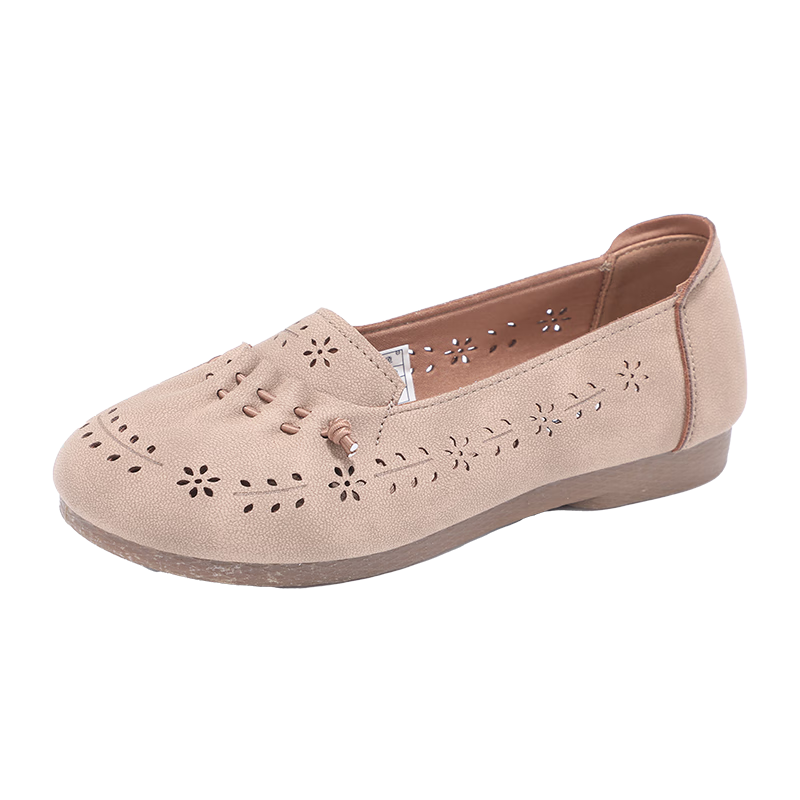 Taiheyuan Summer Women's Hollow Carved Anti-Slip Flat Shoes Comfortable Lightweight Middle-Aged and Elderly Mom Grandma Shoes