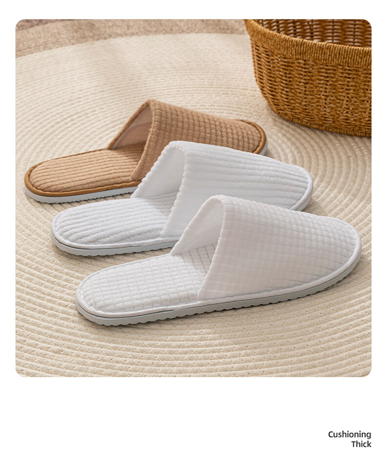 Liomirror Hotel Disposable Slippers Thickened Cotton Indoor Guest Slippers for Men and Women Portable Travel Home Slippers 11