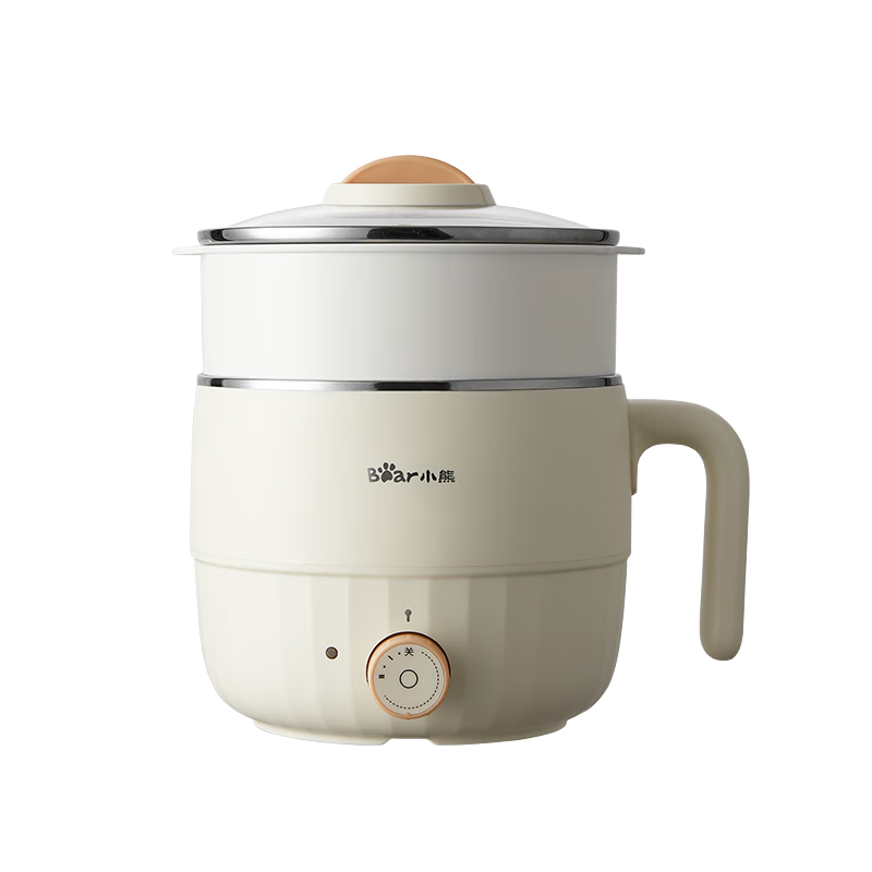 Bear Stainless Steel Electric Cooking Pot, Dorm Small Pot, Mini Electric Cooker, All-In Instant Noodle And Hot Pot for Student Dormitory, Multifunctional Electric Hot Pot, Small Electric Cooking Pot for 1-2 People F12H2 with Steamer Basket