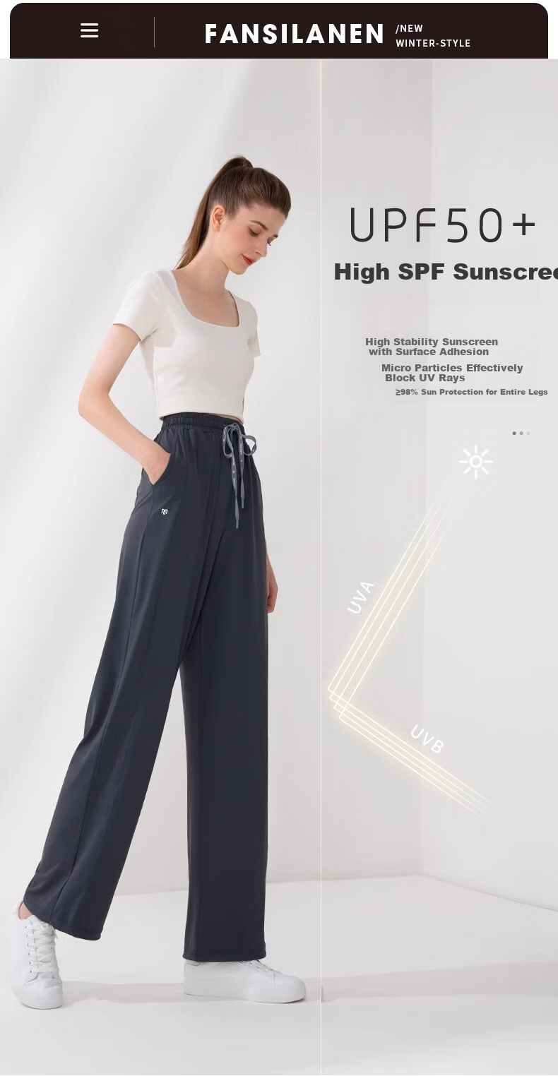 Moxun Women's Cooling Sunscreen Casual Pants Summer Cool Wide-Leg Straight Slim Trousers Convertible 5