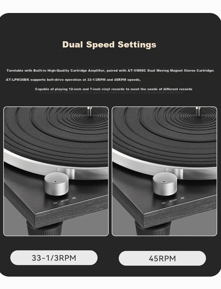 Audio-Technica [Self-Operated] AT-LPW30 Turntable, Vinyl Record Player, Retro Phonograph, Graduation Gift, Father's Day Gift 5