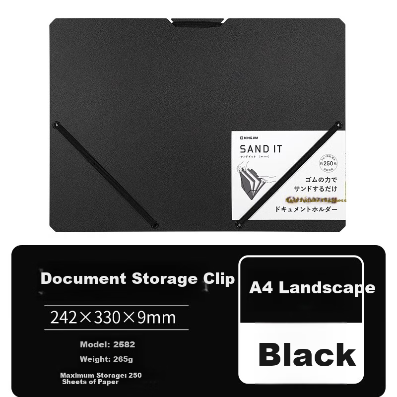 KINGJIM SANDITA4 Sandwich Storage Clip 2582 Black Landscape A4 Landscape Paged Index Classification Storage for 3C Digital Products, All-Net Low Price