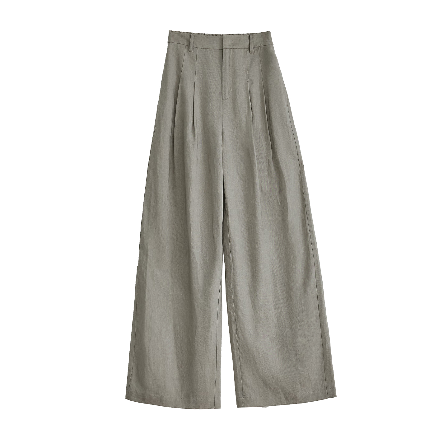 FAESSLIN Kochi Old Money Style Gray Linen Summer Thin Tencel High-Quality Draped Casual Wide-Leg Pants for Women