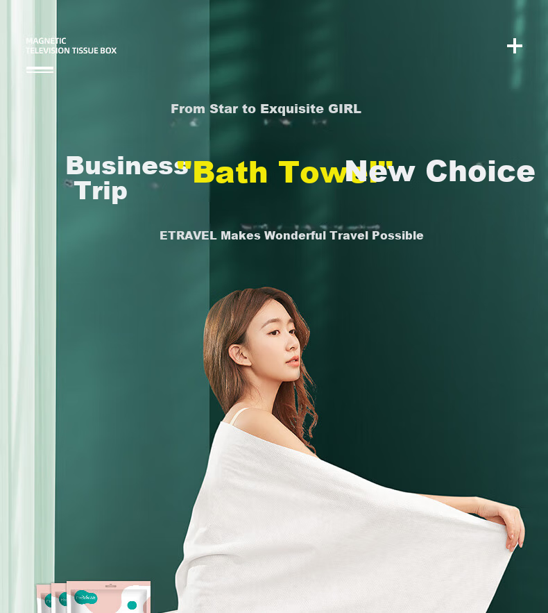 Etravel Disposable Bath Towels, Thickened Non-Compressed Towels for Travel, Individual Packaging Travel Set, Pack of 5 2